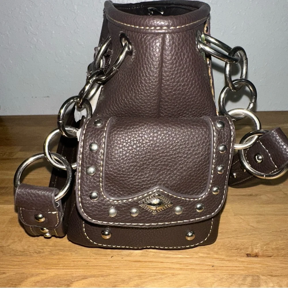 MONTANA WEST Satchel Brown Concealed Carry Shoulder Bag embroidered Read desc - Picture 6 of 12